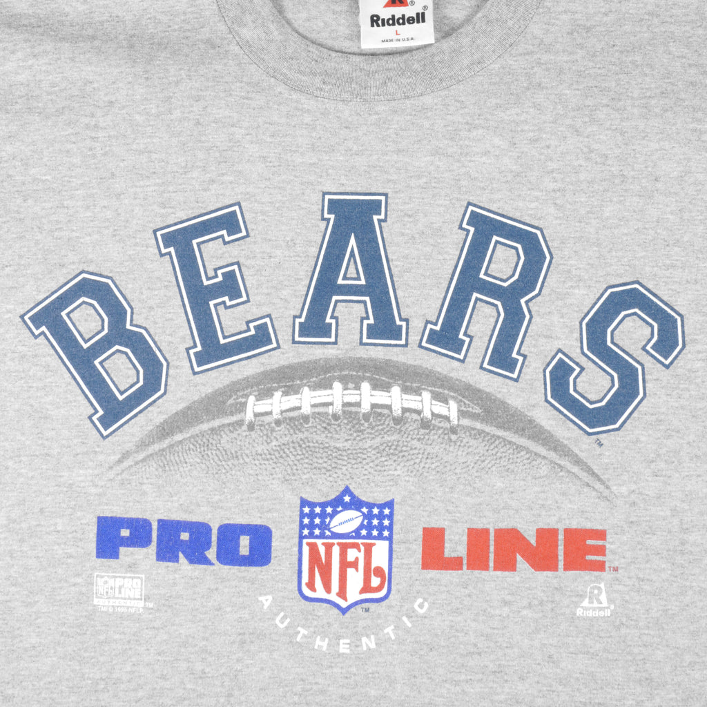 NFL (Riddell) - Grey Chicago Bears T-Shirt 1995 Large Vintage Retro Football