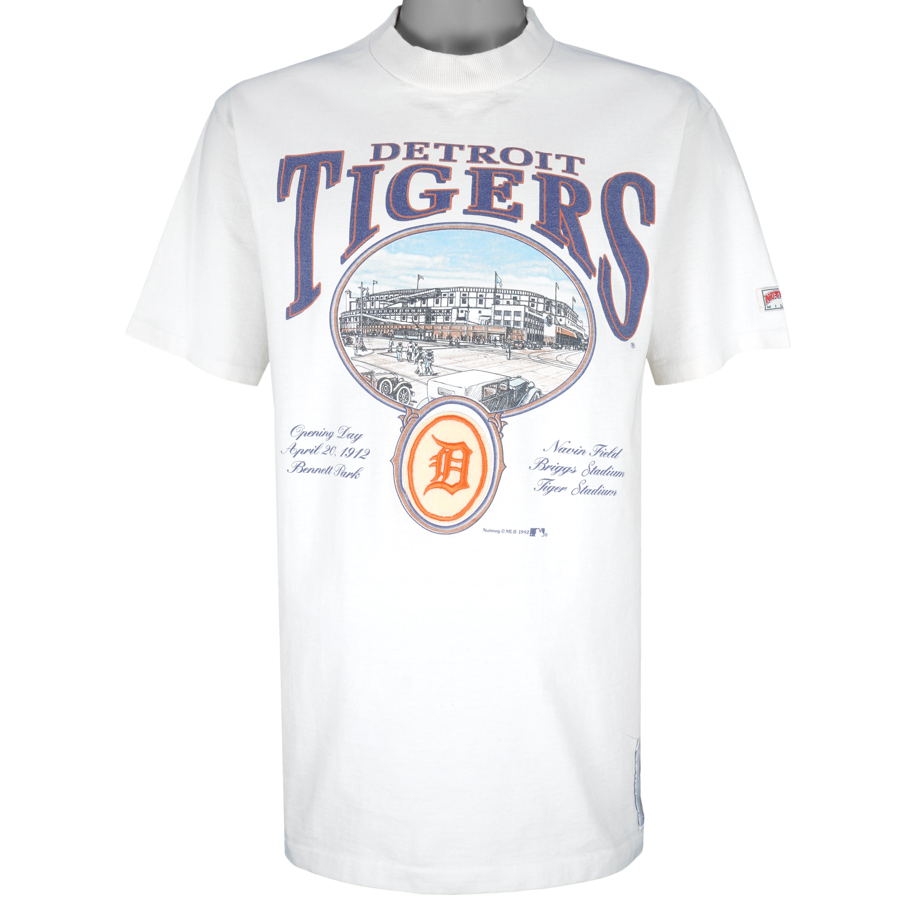 MLB (Nutmeg) - Detroit Tigers Big Logo T-Shirt 1992 X-Large Vintage Retro Baseball