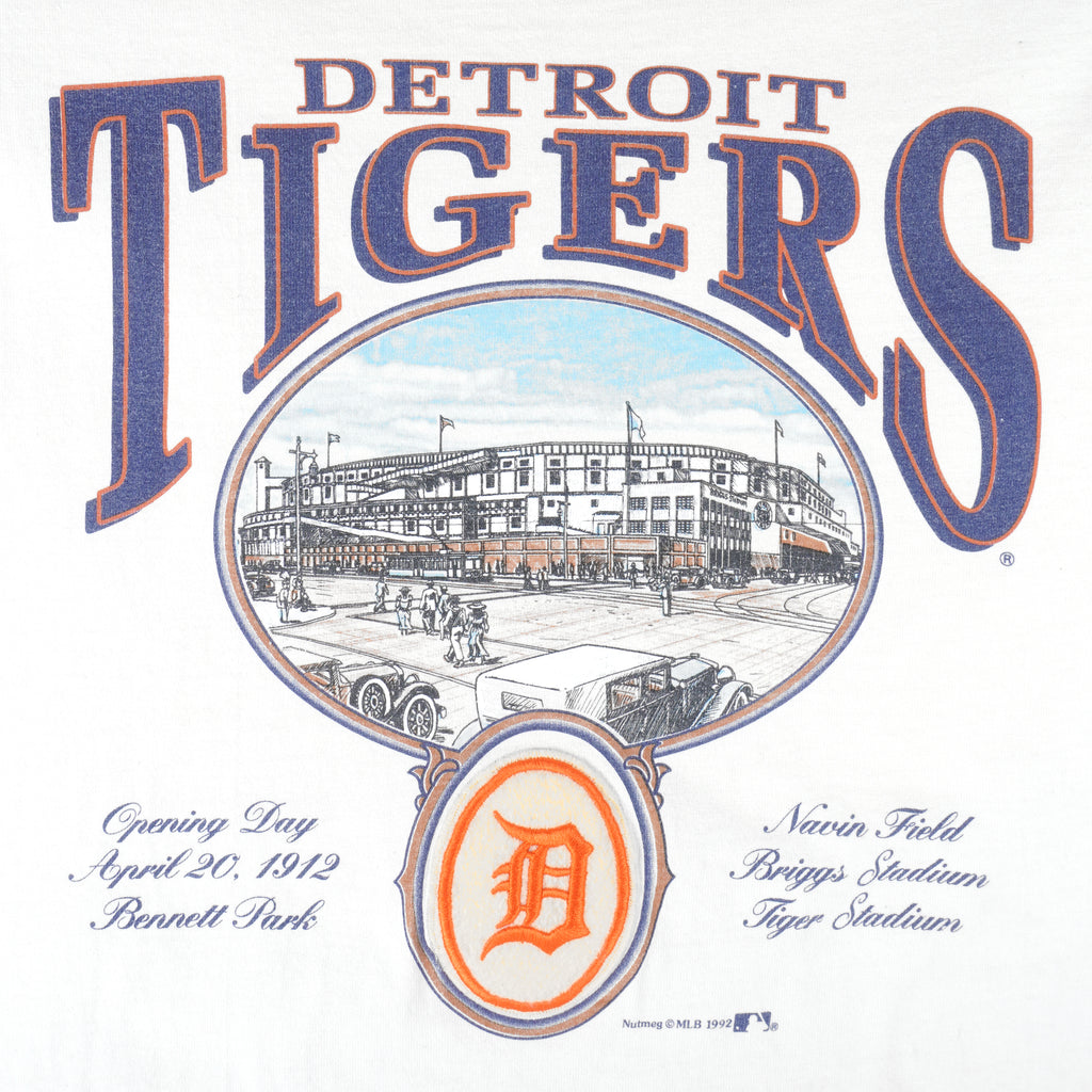MLB (Nutmeg) - Detroit Tigers Big Logo T-Shirt 1992 X-Large Vintage Retro Baseball