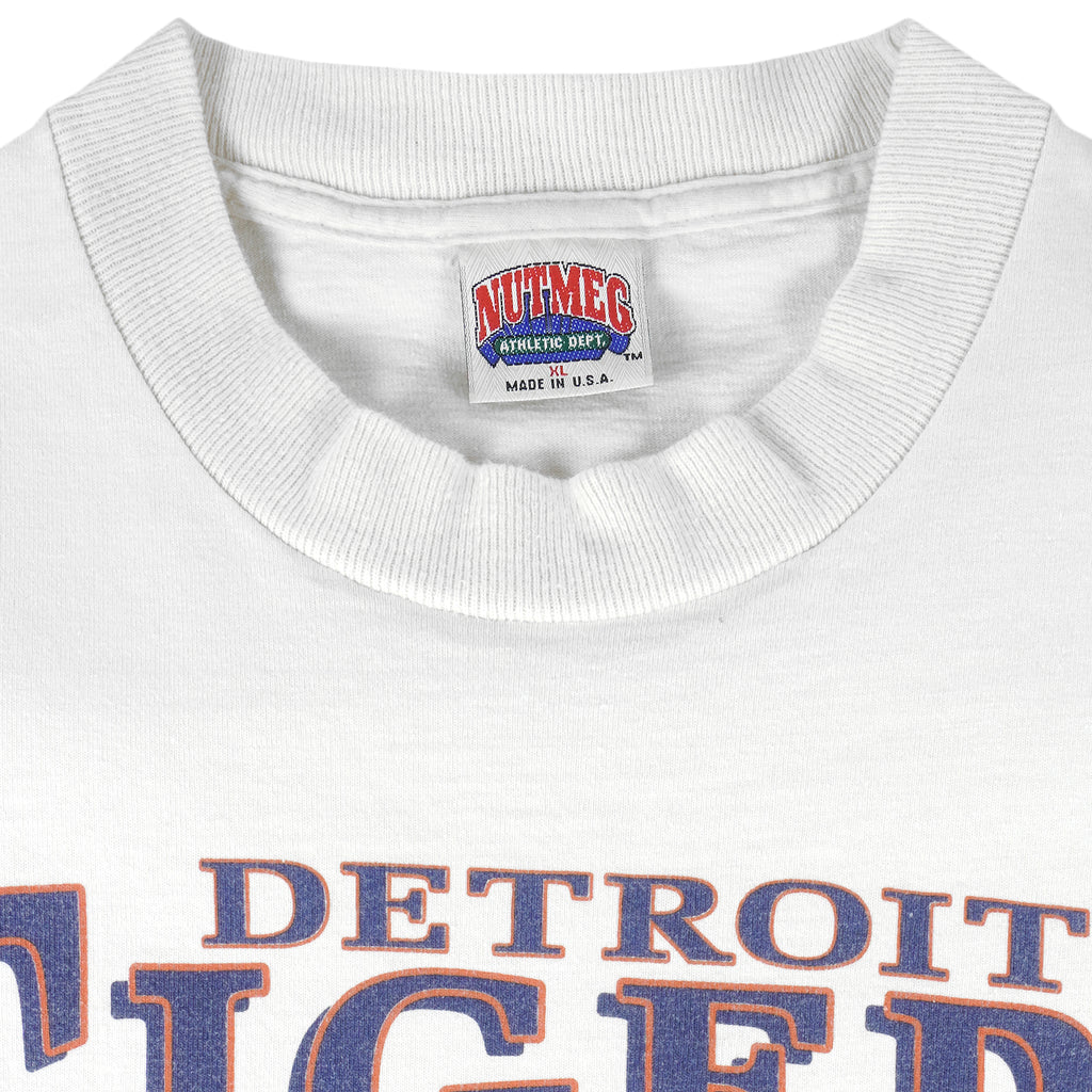 MLB (Nutmeg) - Detroit Tigers Big Logo T-Shirt 1992 X-Large Vintage Retro Baseball