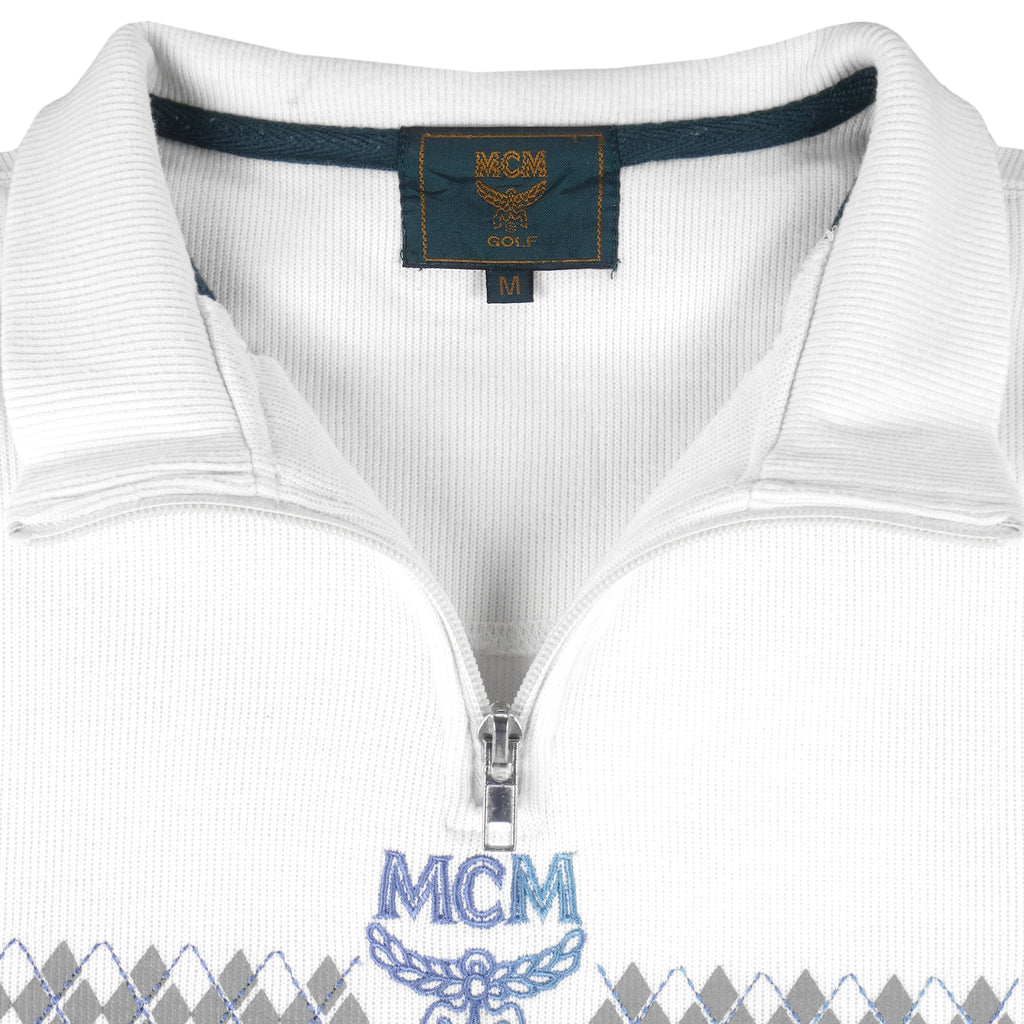 MCM - White Golf Sweatshirt 1990s Medium Vintage Retro