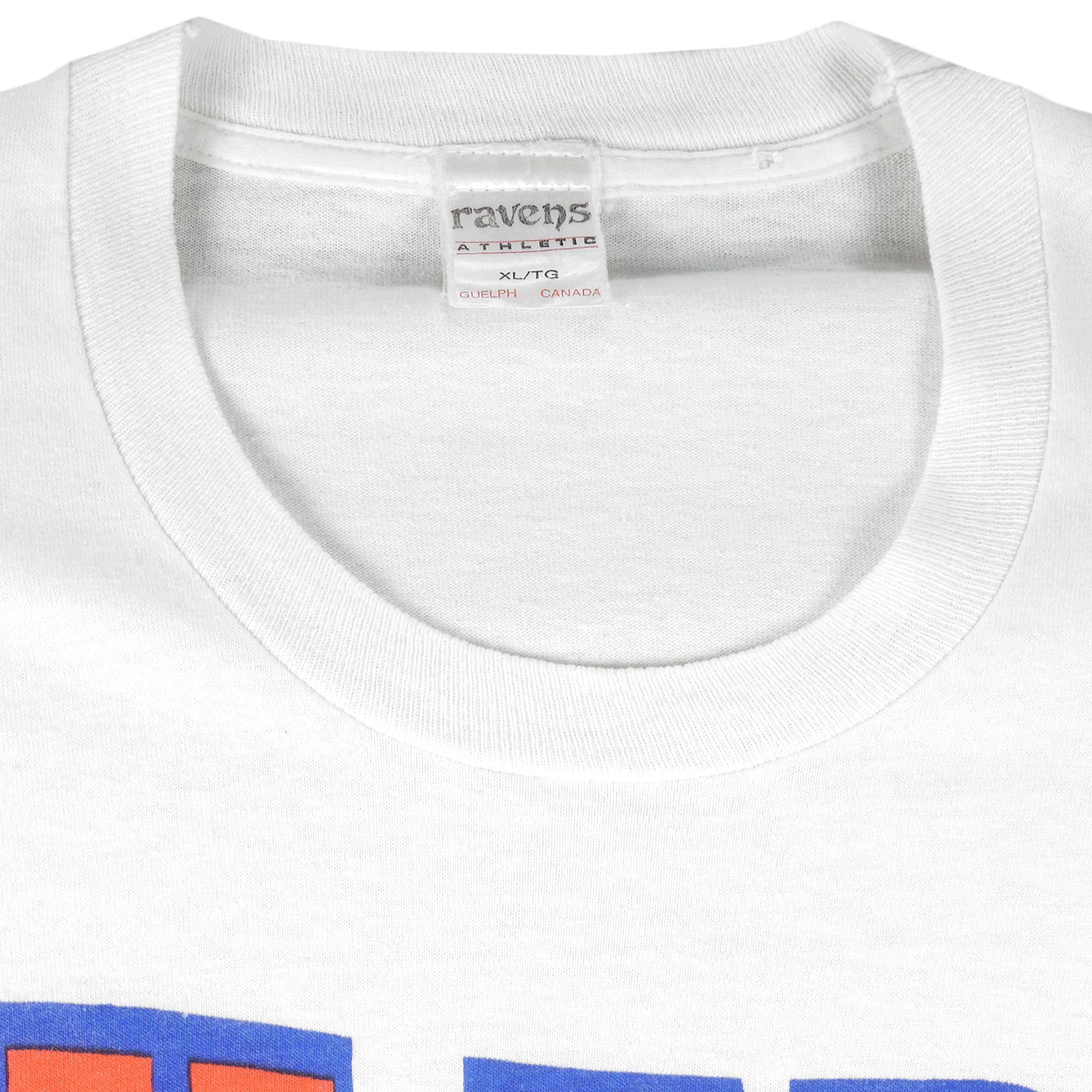 NHL (Ravens Athletic) - Edmonton Oilers Big Logo Sweatshirt 1990s X-Large Vintage Retro Baseball