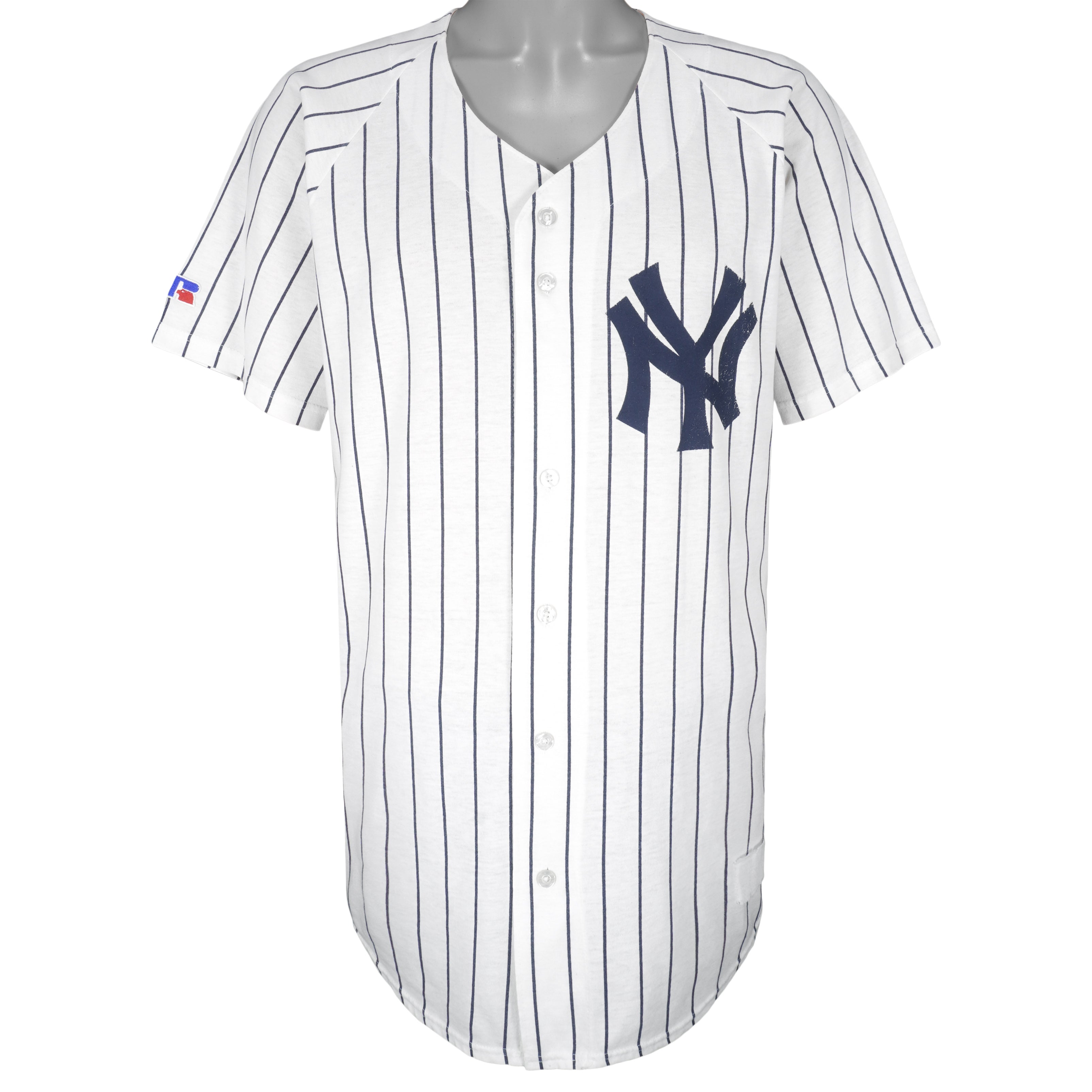 MLB (Russell Athletic) - New York Yankees Pinstripe Jersey 1990s X-Large Vintage Retro Baseball