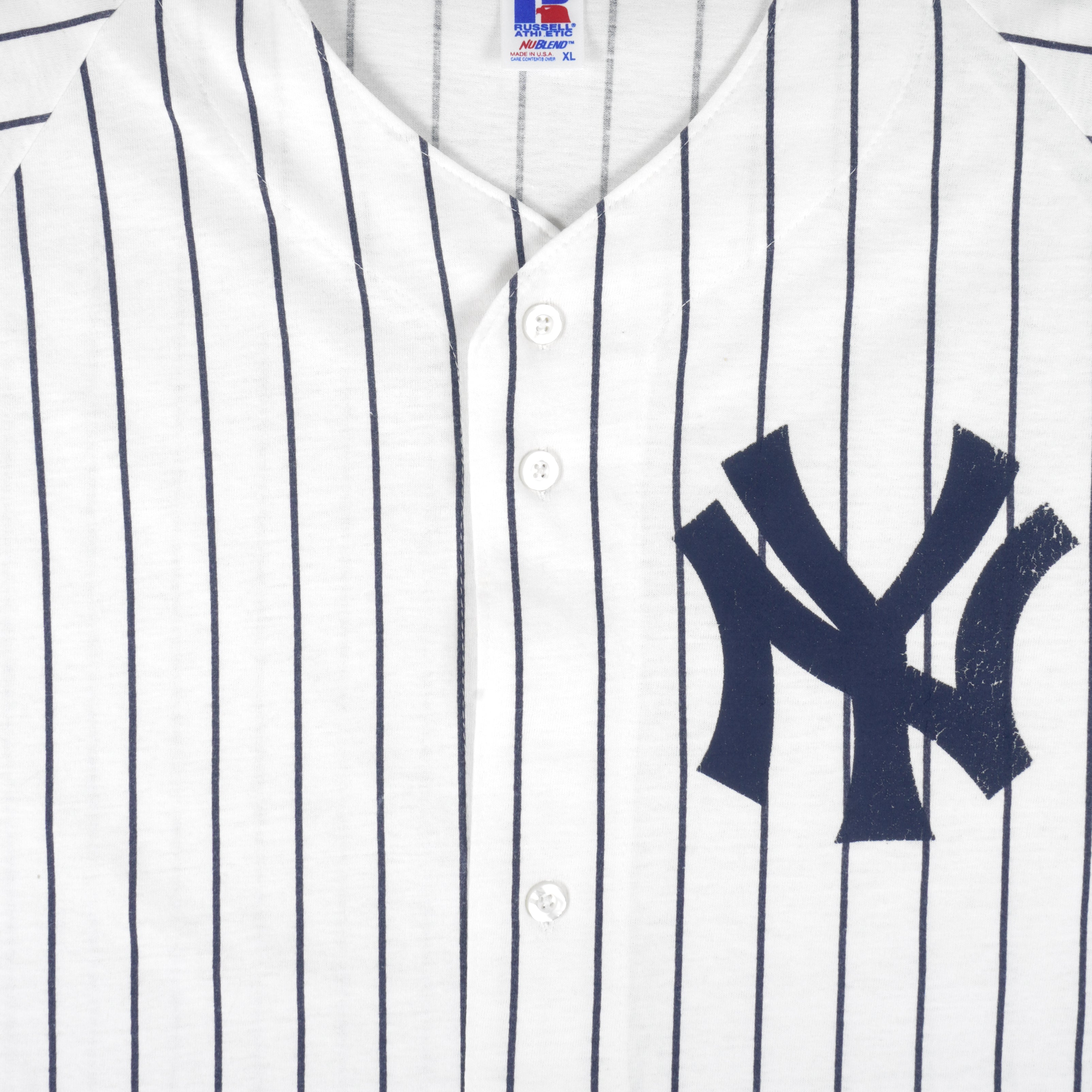 MLB (Russell Athletic) - New York Yankees Pinstripe Jersey 1990s X-Large Vintage Retro Baseball