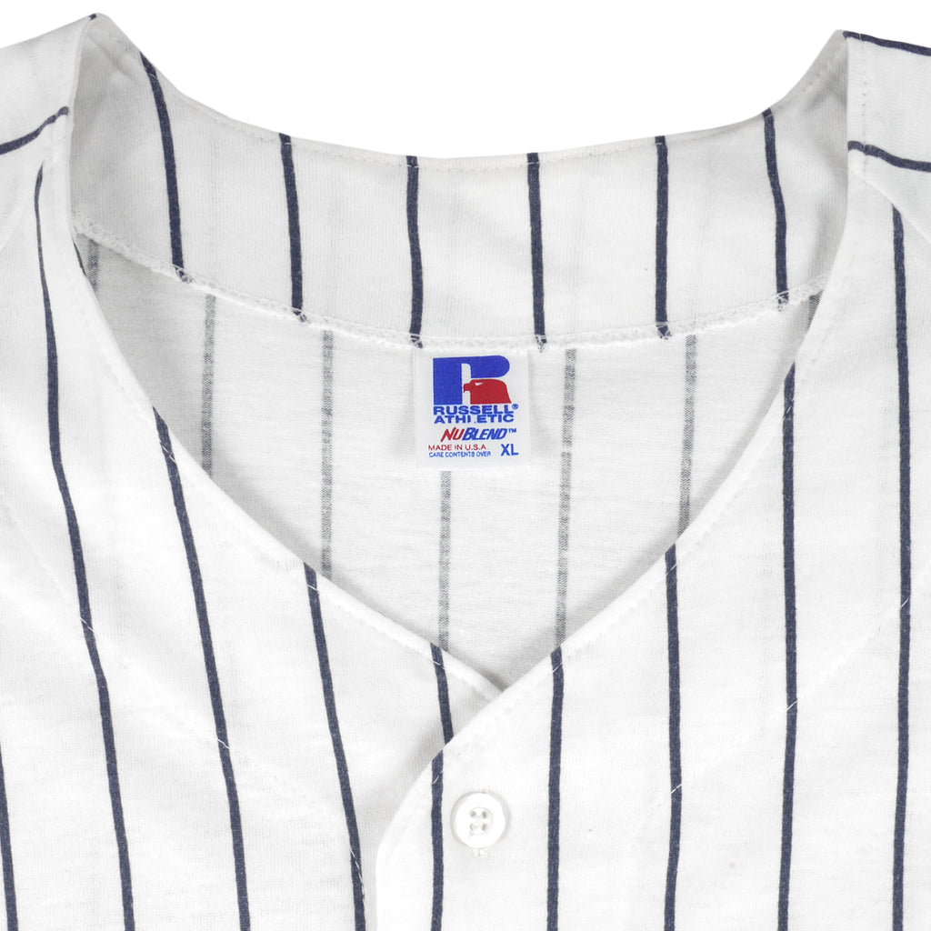 MLB (Russell Athletic) - New York Yankees Pinstripe Jersey 1990s X-Large Vintage Retro Baseball