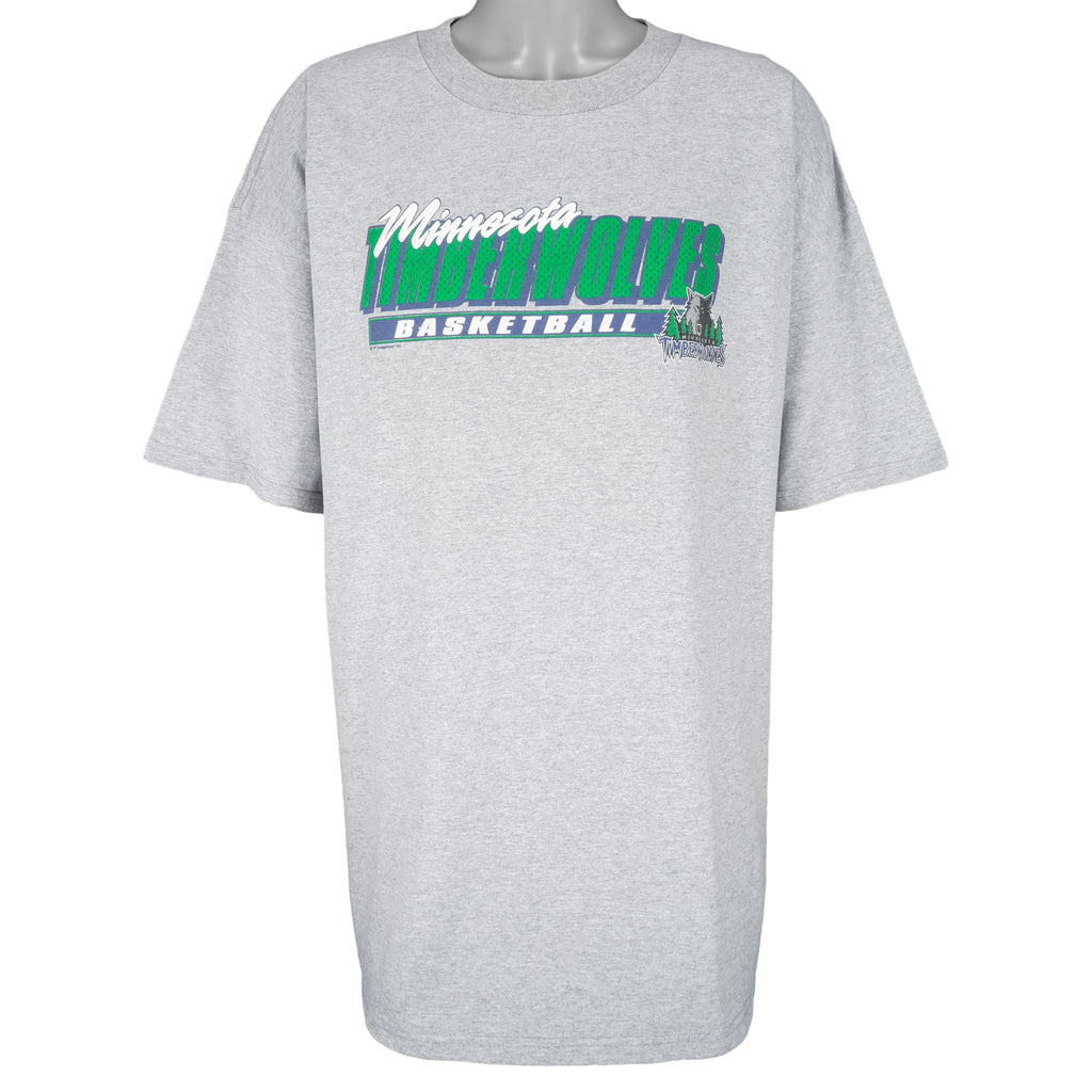 NBA (CSA) - Minnesota Timberwolves Grey T-Shirt 1990s XX-Large Vintage Retro Basketball