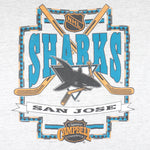 NHL (Logo 7) - Grey San Jose Sharks T-Shirt 1991 XX-Large Vintage Retro Hockey