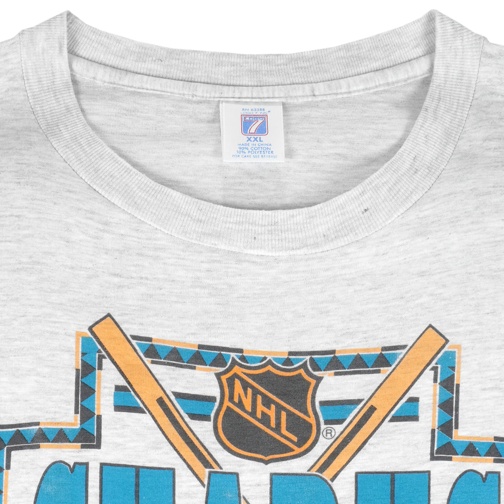 NHL (Logo 7) - Grey San Jose Sharks T-Shirt 1991 XX-Large Vintage Retro Hockey