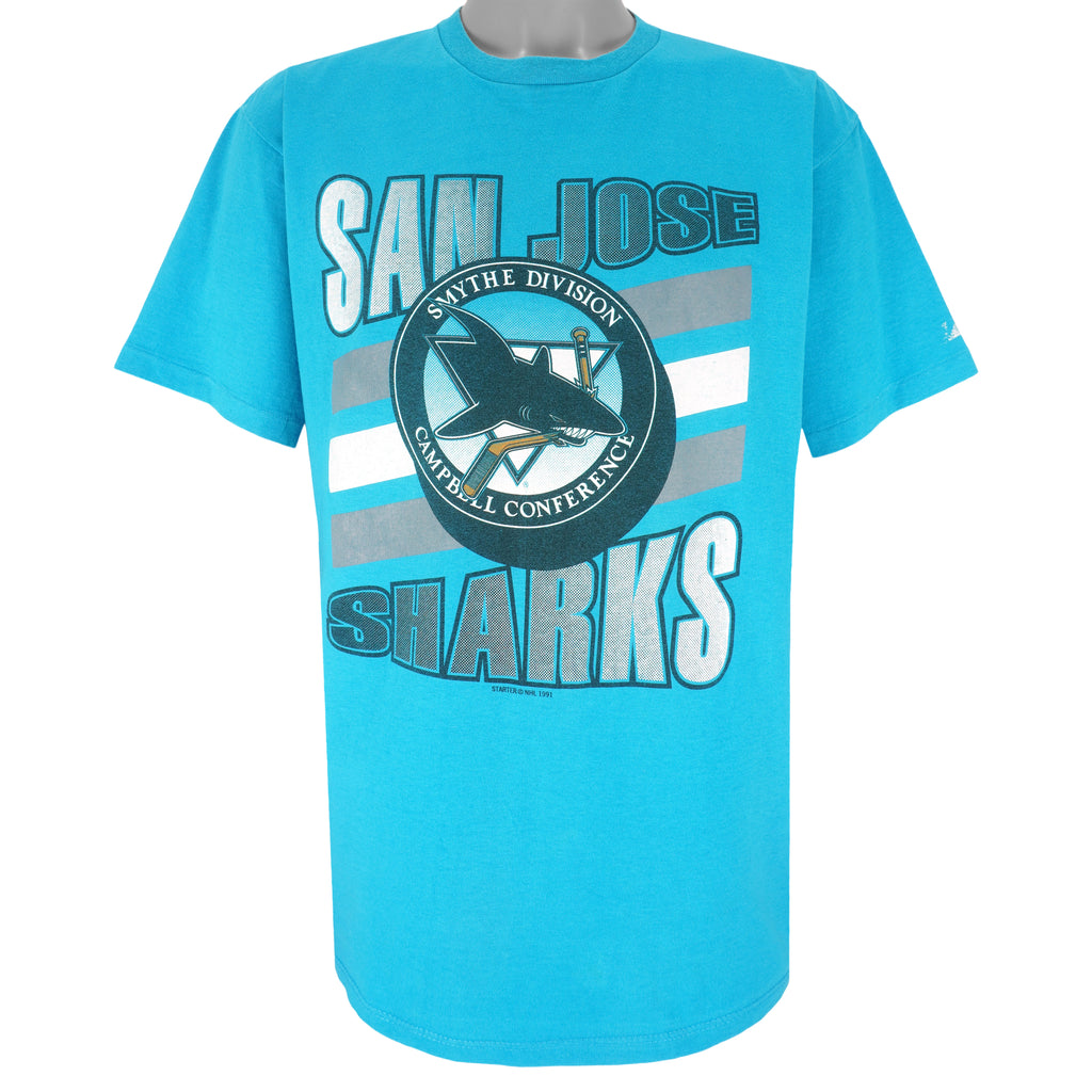 Starter - San Jose Sharks Campbell Conference T-Shirt 1991 Large Vintage Retro Hockey