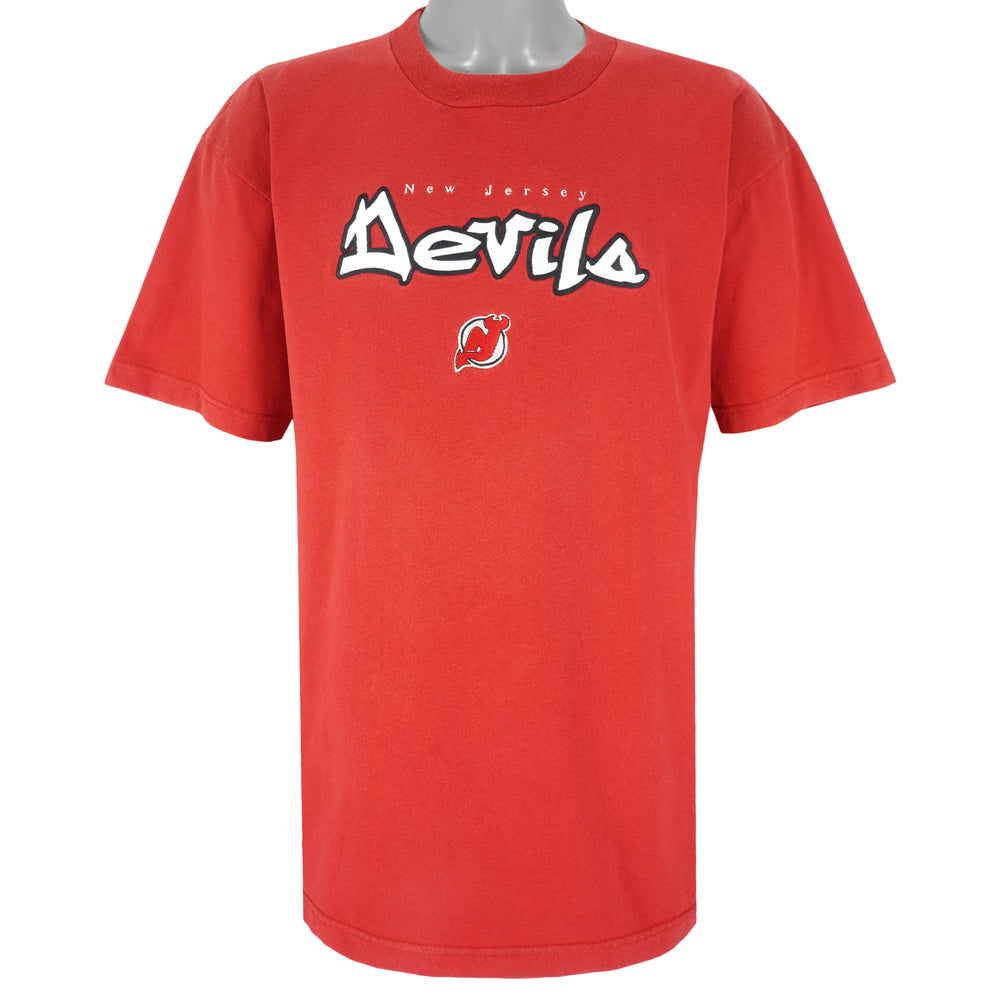 NHL (Sport Attack) - New Jersey Devils Embroidered T-Shirt 1990s X-Large Vintage Retro Hockey