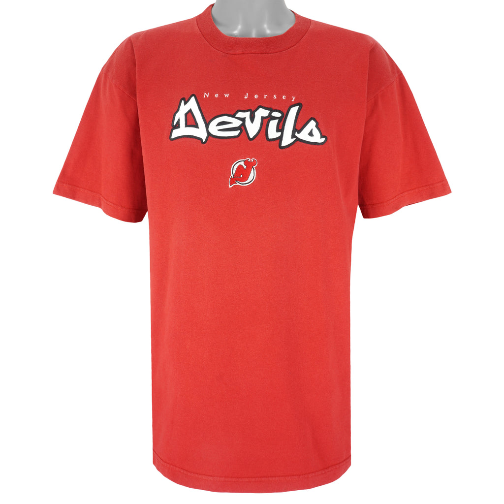 NHL (Sport Attack) - New Jersey Devils Embroidered T-Shirt 1990s X-Large Vintage Retro Hockey