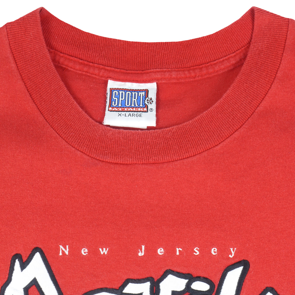 NHL (Sport Attack) - New Jersey Devils Embroidered T-Shirt 1990s X-Large Vintage Retro Hockey