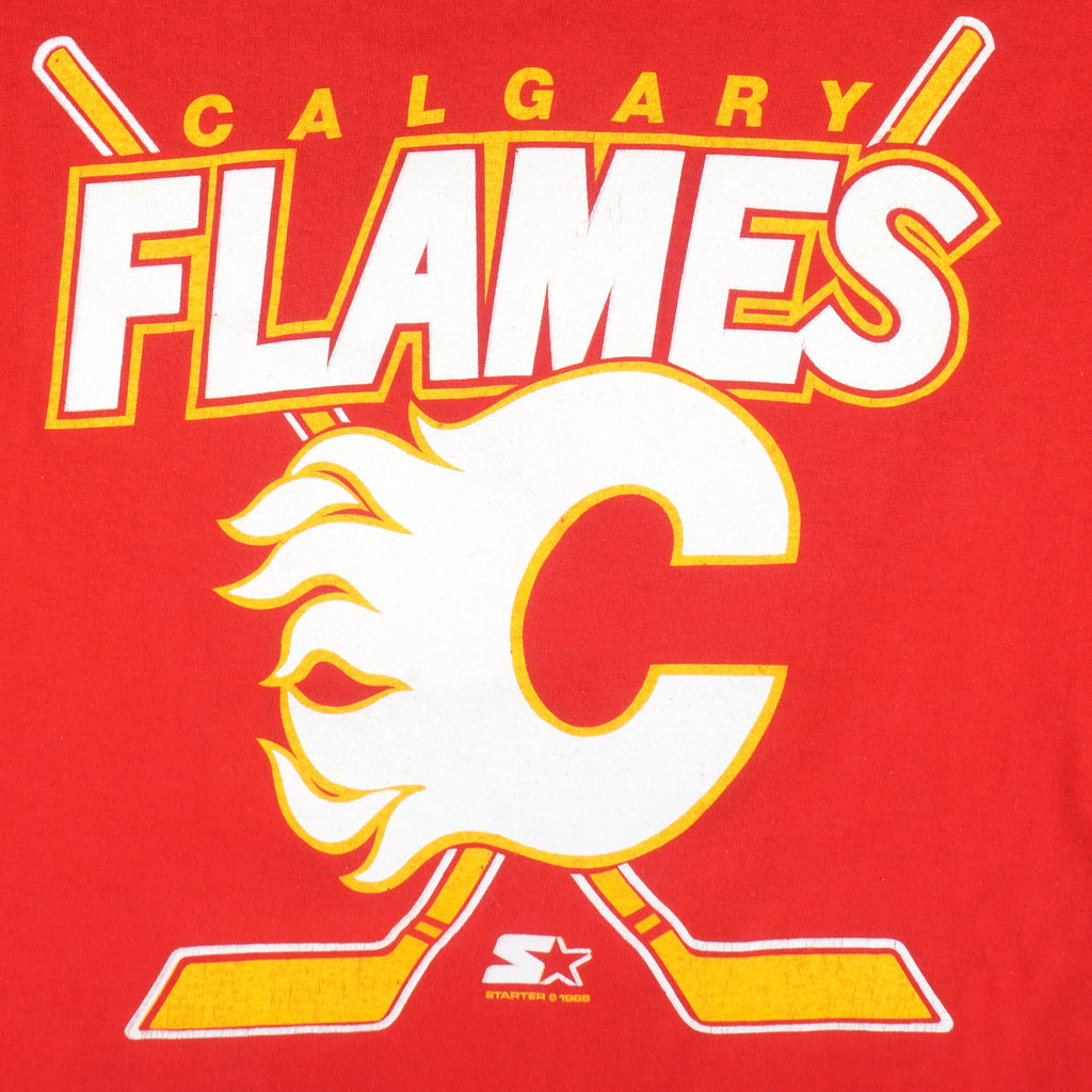 Starter - Calgary Flames T-Shirt 1988 Medium Vintage Retro Hockey
