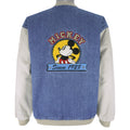 Disney - Mickey Mouse Embroidered Denim Bomber Jacket 1990s Large Vintage Retro
