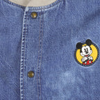 Disney - Mickey Mouse Embroidered Denim Bomber Jacket 1990s Large Vintage Retro