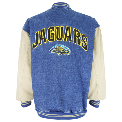 NFL (Lee) - Jacksonville Jaguars Embroidered Varsity Denim Jacket 1990s Large