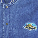 NFL (Lee) - Jacksonville Jaguars Embroidered Denim Bomber Jacket 1990s Large Vintage Retro