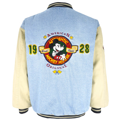 Disney - Mickey Mouse First Class, American Original Varsity Denim Jacket 1990s Large