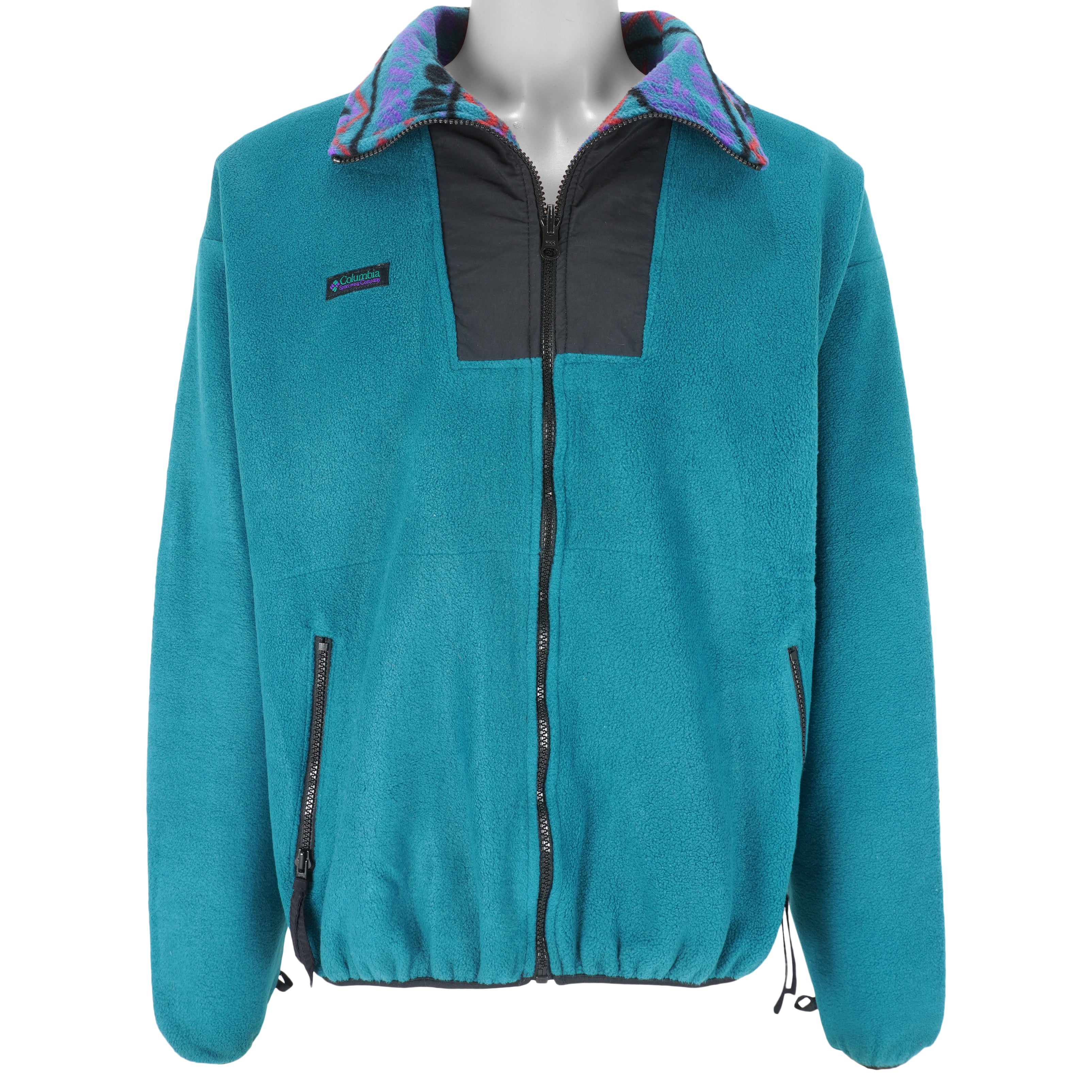 Columbia - Blue Zip-Up Fleece Jacket 1990s X-Large Vintage Retro