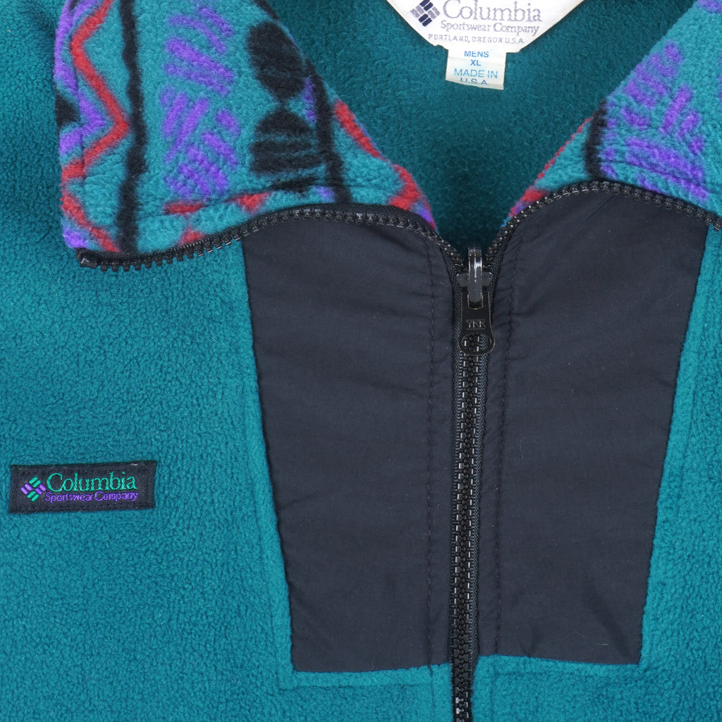 Columbia - Blue Zip-Up Fleece Jacket 1990s X-Large Vintage Retro
