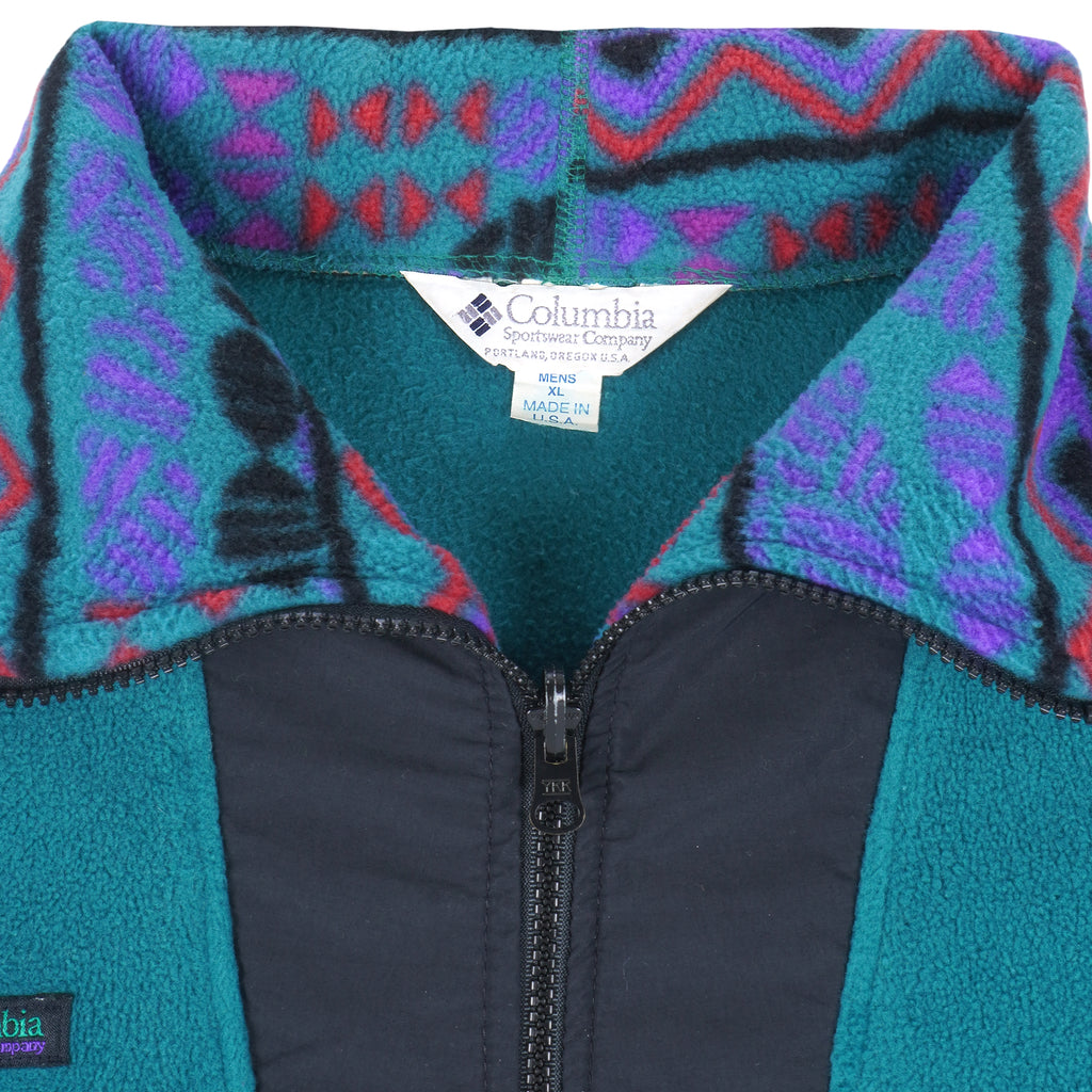 Columbia - Blue Zip-Up Fleece Jacket 1990s X-Large Vintage Retro