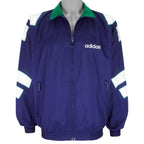 Adidas - Blue Embroidered Windbreaker 1990s Medium Vintage Retro