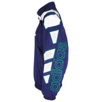 Adidas - Blue Embroidered Windbreaker 1990s Medium Vintage Retro