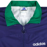 Adidas - Blue Embroidered Windbreaker 1990s Medium Vintage Retro