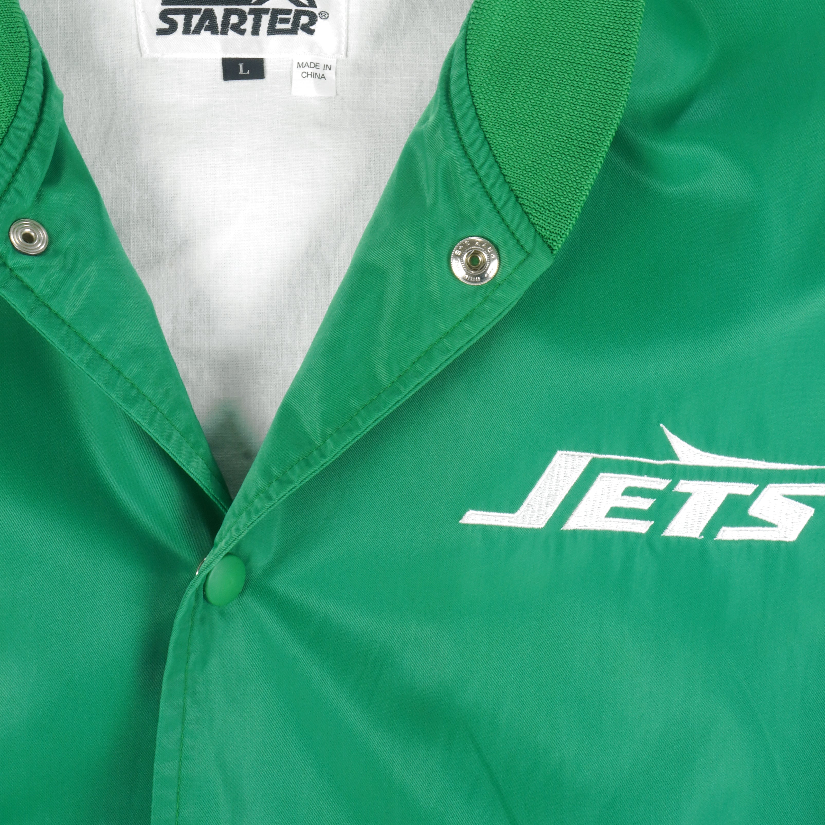 Starter - New York Jets Button-Up Satin Jacket 1990s Large Vintage Retro Football