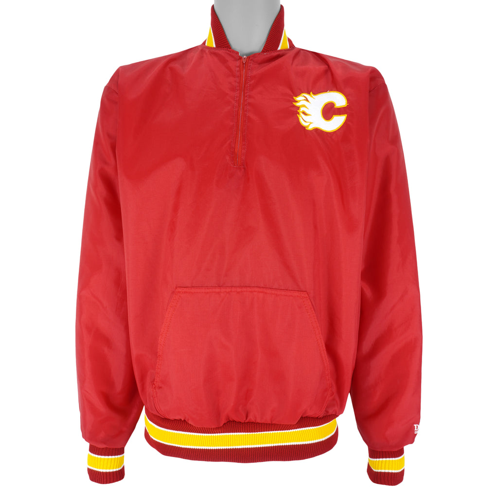 NHL - Calgary Flames Pullover Windbreaker 1990s Large Vintage Retro Hockey