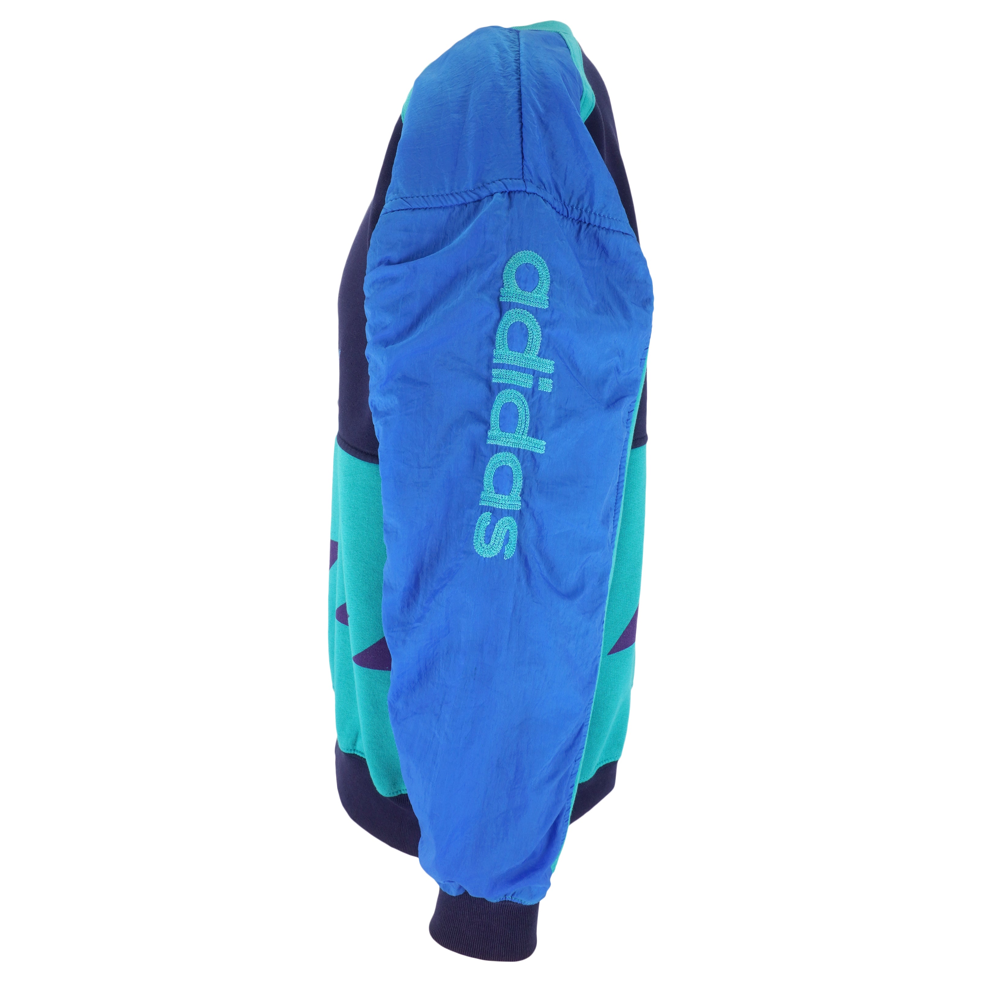 Adidas - Blue Embroidered Crew Neck Sweatshirt 1990s Large Vintage Retro