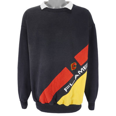 NHL (Exclusive Sportswear) - Calgary Flames Embroidered Sweatshirt 1980s X-Large