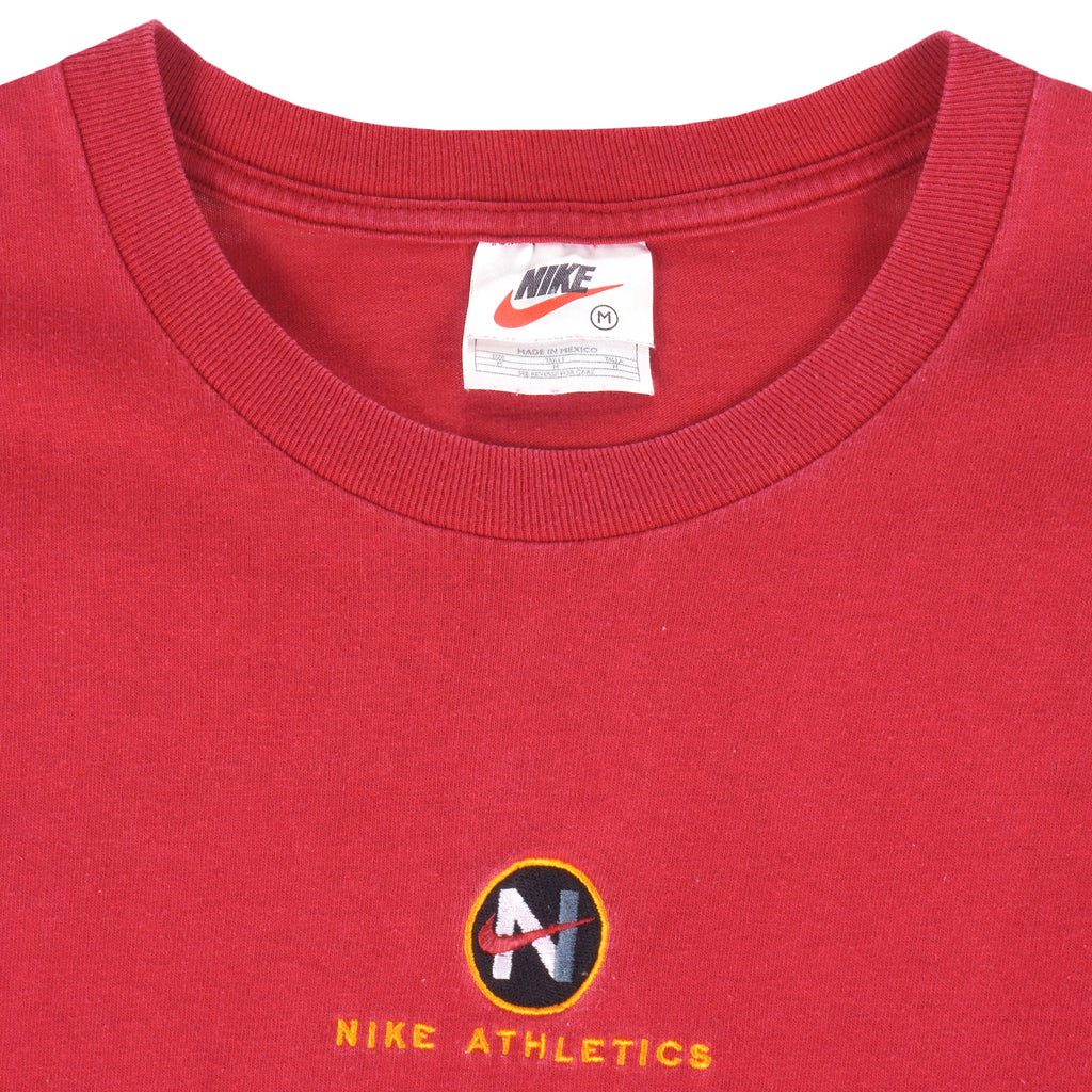 Nike - Red Athletics Crew Neck Sweatshirt 1990s Medium Vintage Retro
