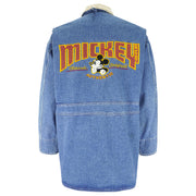 Disney - Authentic Mickey Mouse Embroidered Jean Jacket 1990s Large Vintage Retro