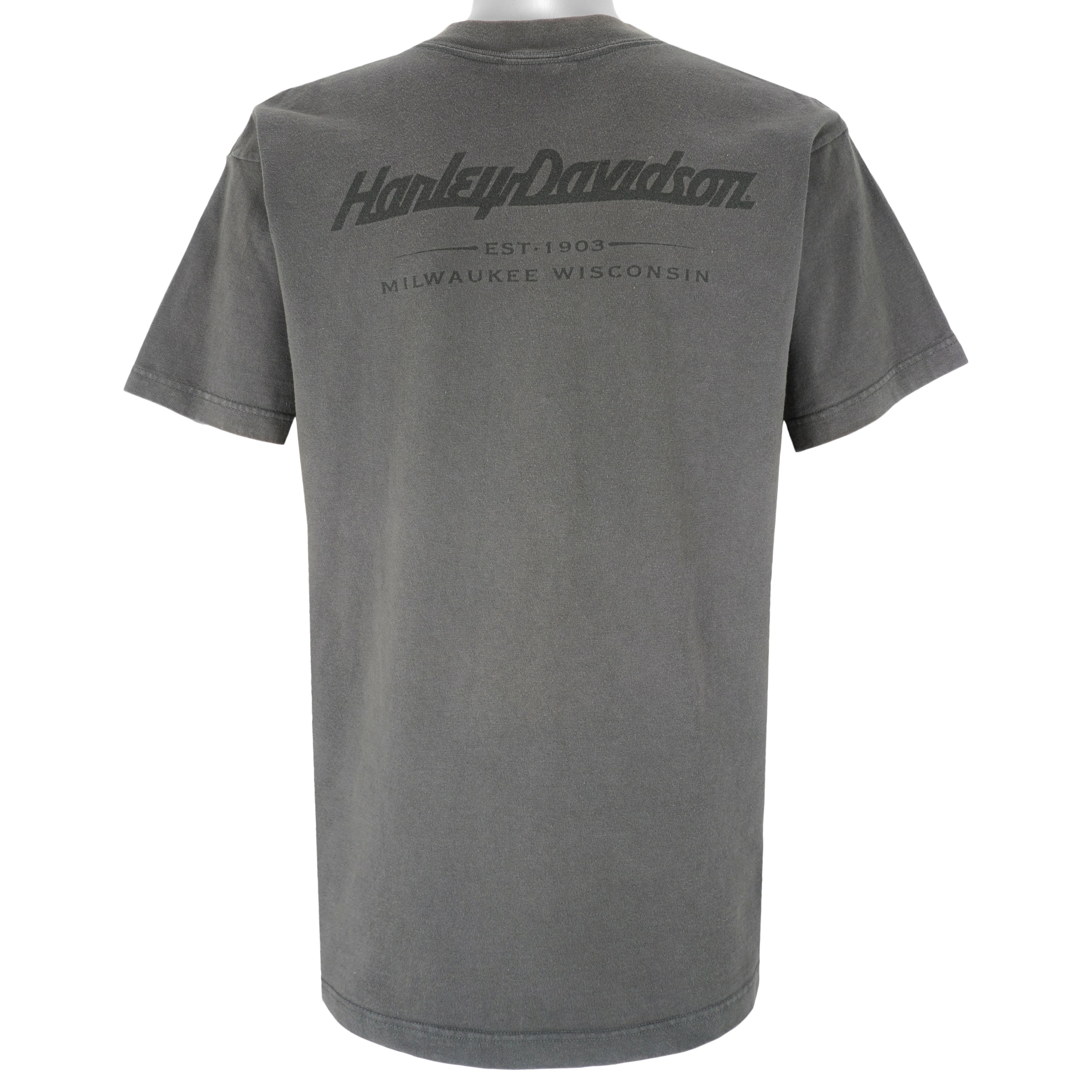 Harley Davidson - Grey Milwaukee Wisconsin T-Shirt 1990s Large Vintage Retro
