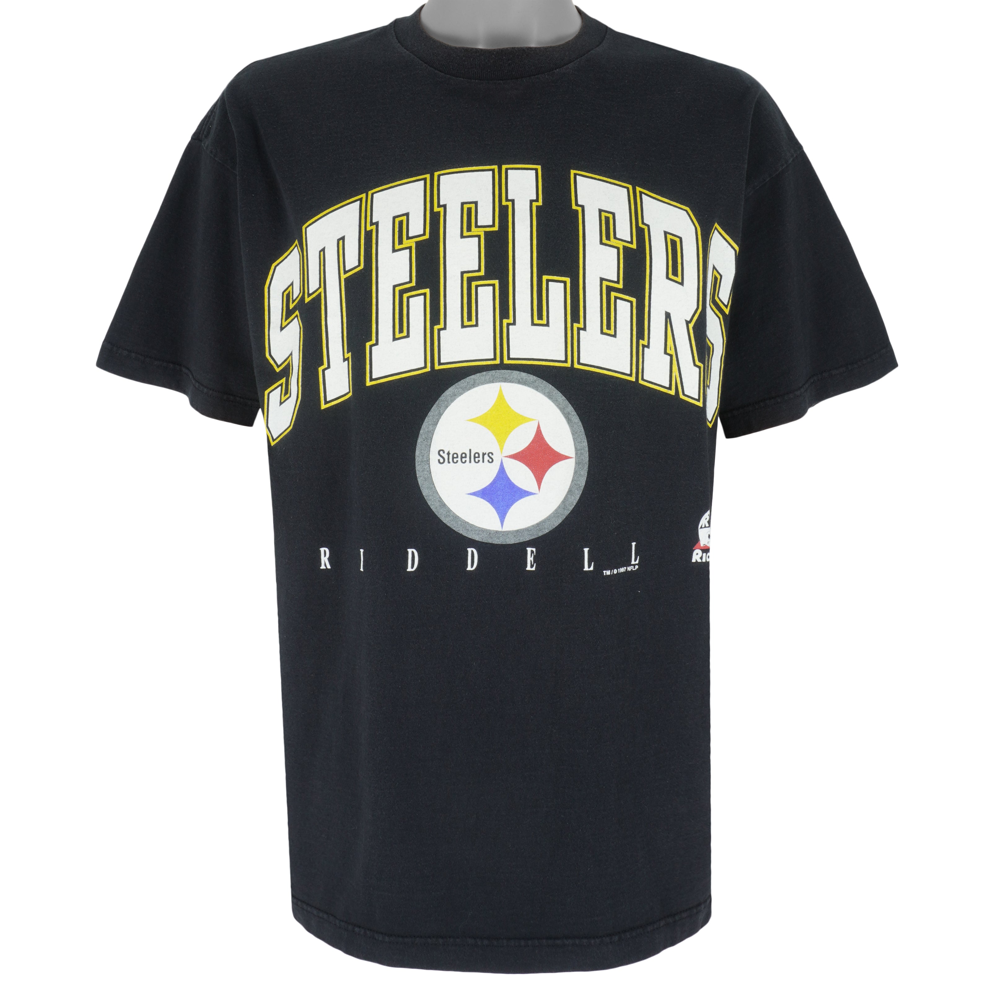 NFL (Riddell) -  Pittsburgh Steelers Big Logo T-Shirt 1997 Large Vintage Retro Football