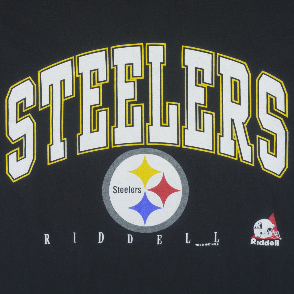 NFL (Riddell) -  Pittsburgh Steelers Big Logo T-Shirt 1997 Large Vintage Retro Football