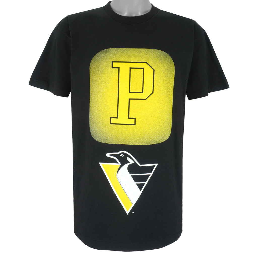 NHL (Pure Magic) - Pittsburgh Penguins Big Logo T-Shirt 1990s Large Vintage Retro Hockey