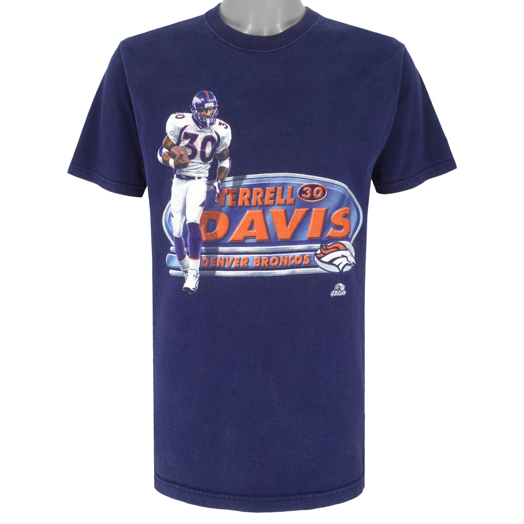 NFL (Oneita) - Denver Broncos Davis Number 30 T-Shirt 1990s Medium Vintage Retro Football