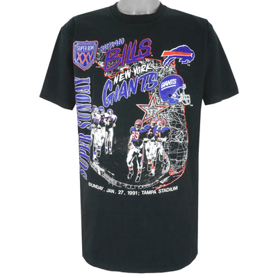 NFL (Nutmeg) - Giants VS Bills Stadium Map T-Shirt 1991 X-Large