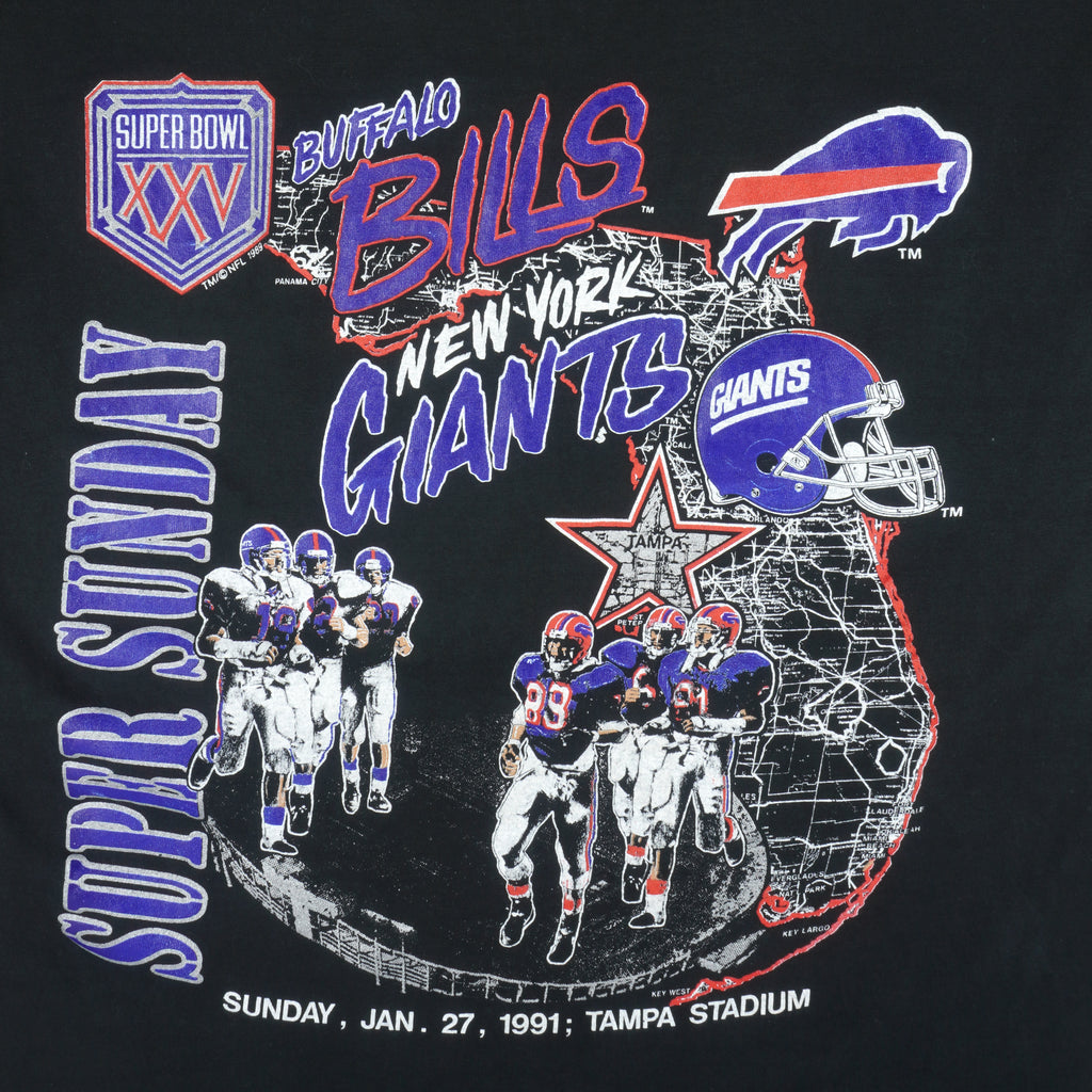 NFL - New York Giants vs Buffalo Bills Super Bowl 25th T-Shirt 1991 X-Large Vintage Retro Football