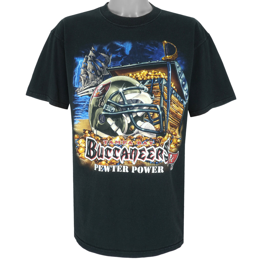 NFL - Tampa Bay Buccaneers Pewter Power T-Shirt 1990s X-Large Vintage Retro Football