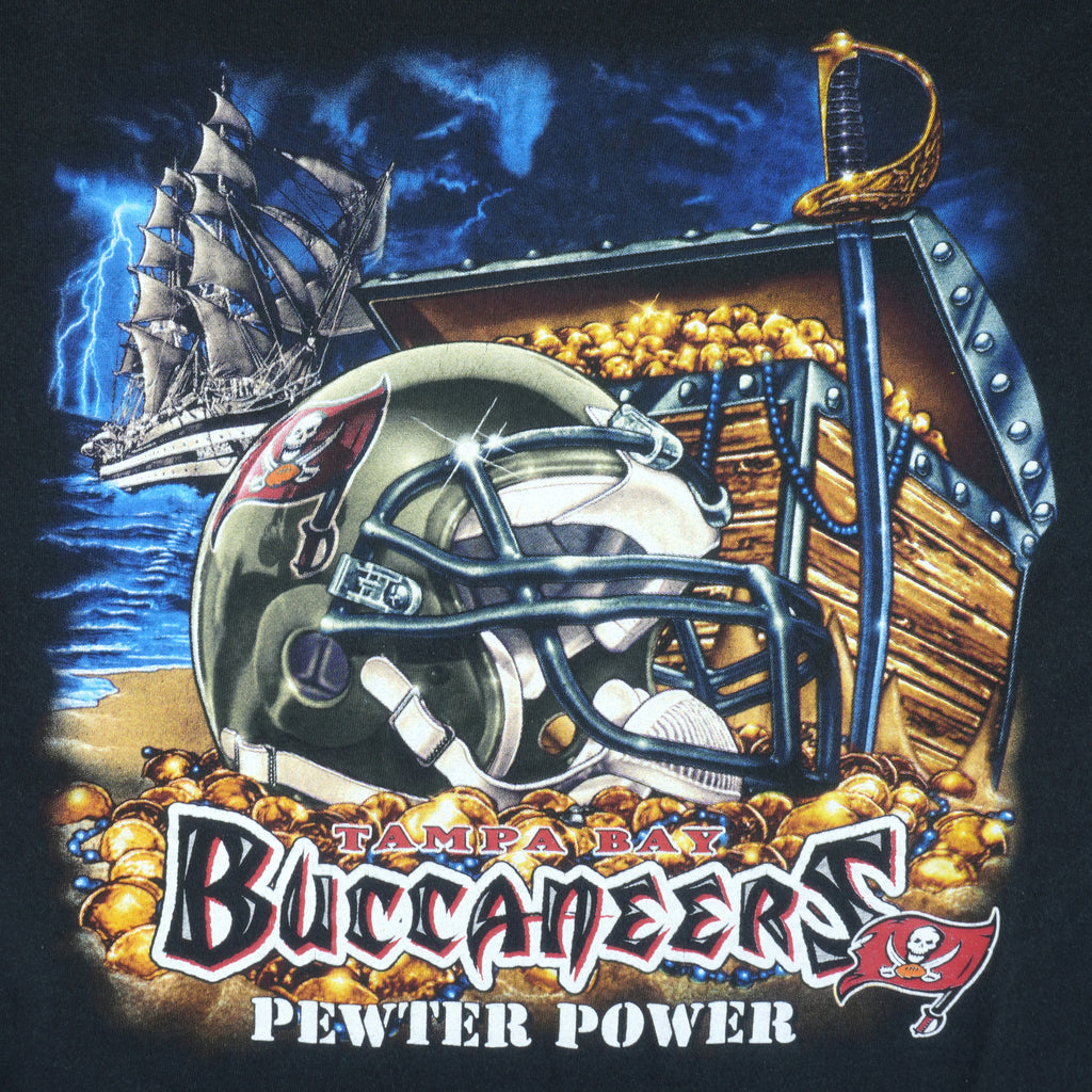 NFL - Tampa Bay Buccaneers Pewter Power T-Shirt 1990s X-Large Vintage Retro Football