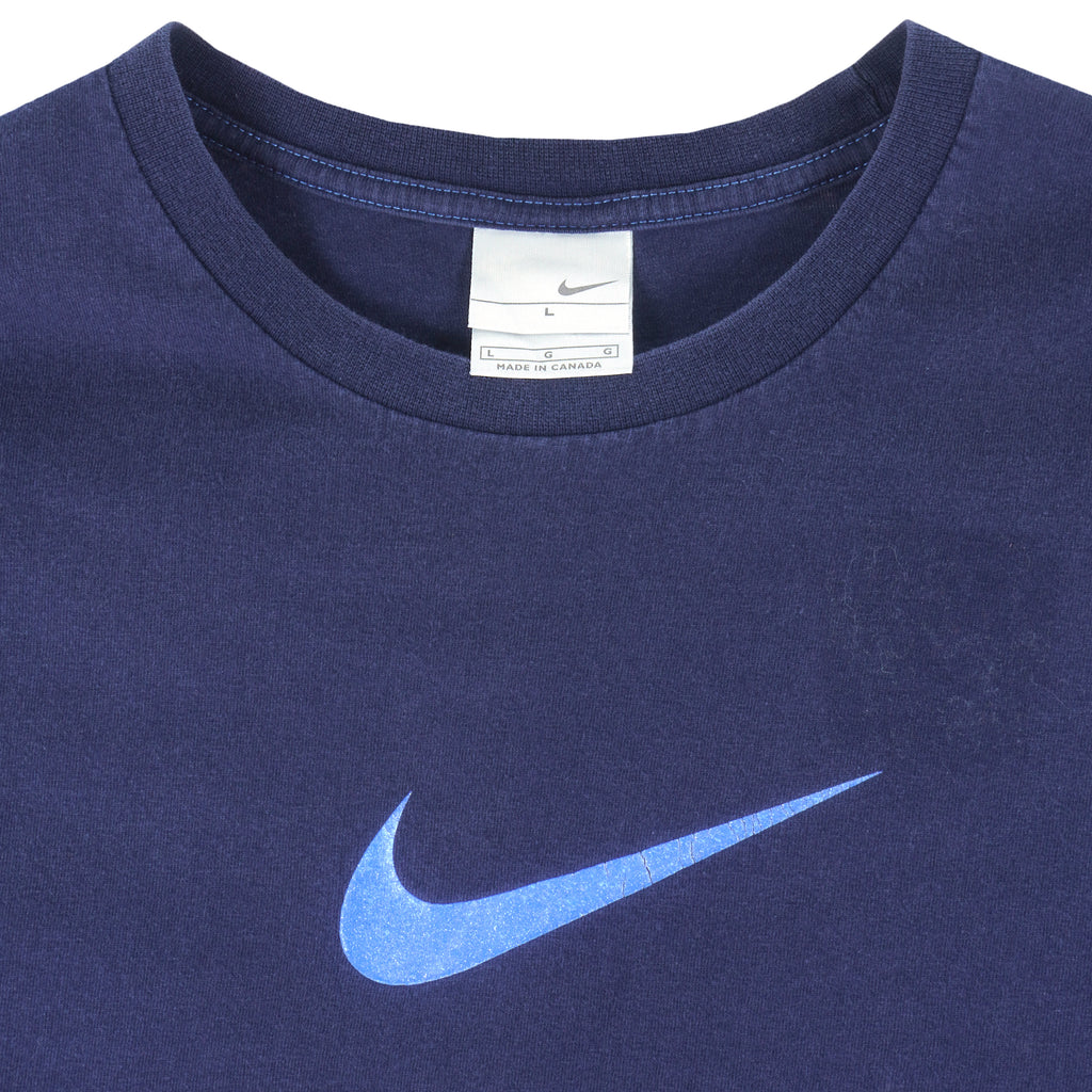 Nike - Dark Blue Big Logo T-Shirt 2000s Large Vintage Retro