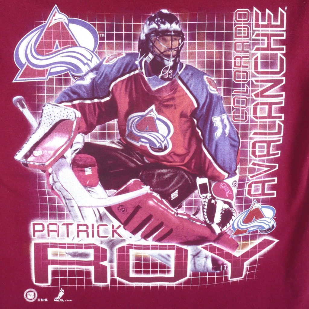 NHL (Pro Player) - Colorado Avalanche Patrick Roy T-Shirt 1990s X-Large Vintage Retro Hockey