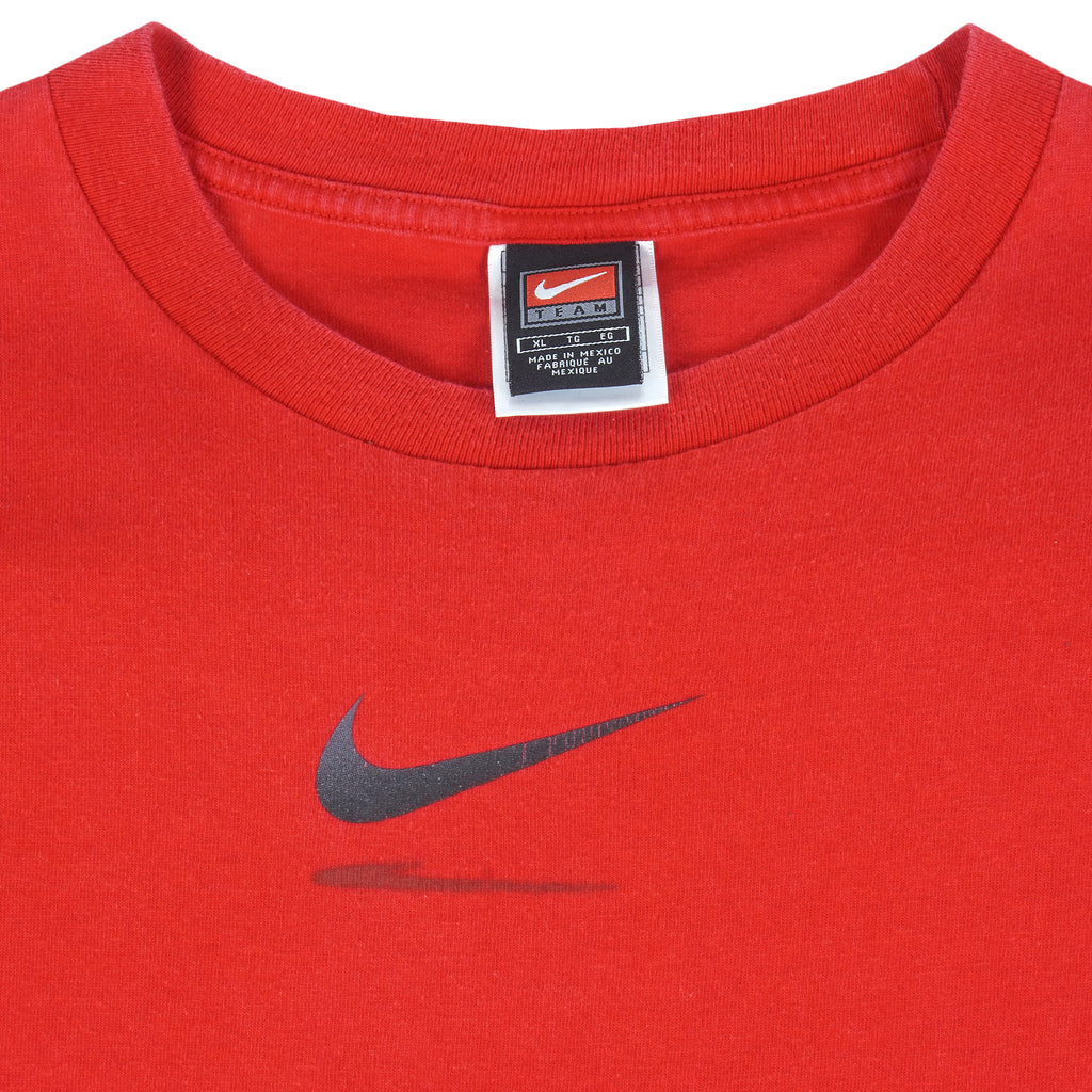 Nike - Red Big Logo T-Shirt 1990s X-Large Vintage Retro