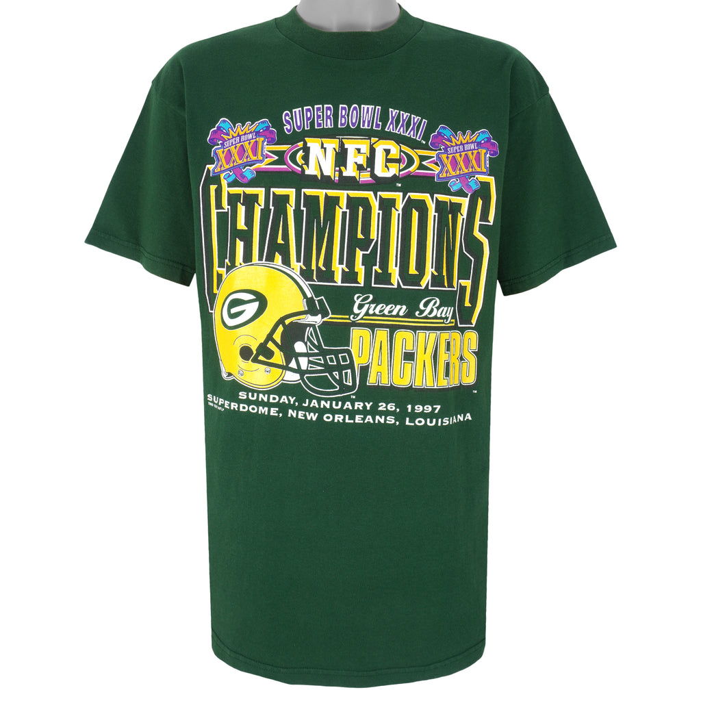 NFL (Logo 7) - Green Bay Packers NFC Champions T-Shirt 1997 X-Large Vintage Retro Football