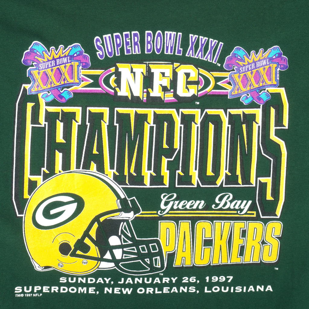 NFL (Logo 7) - Green Bay Packers NFC Champions T-Shirt 1997 X-Large Vintage Retro Football