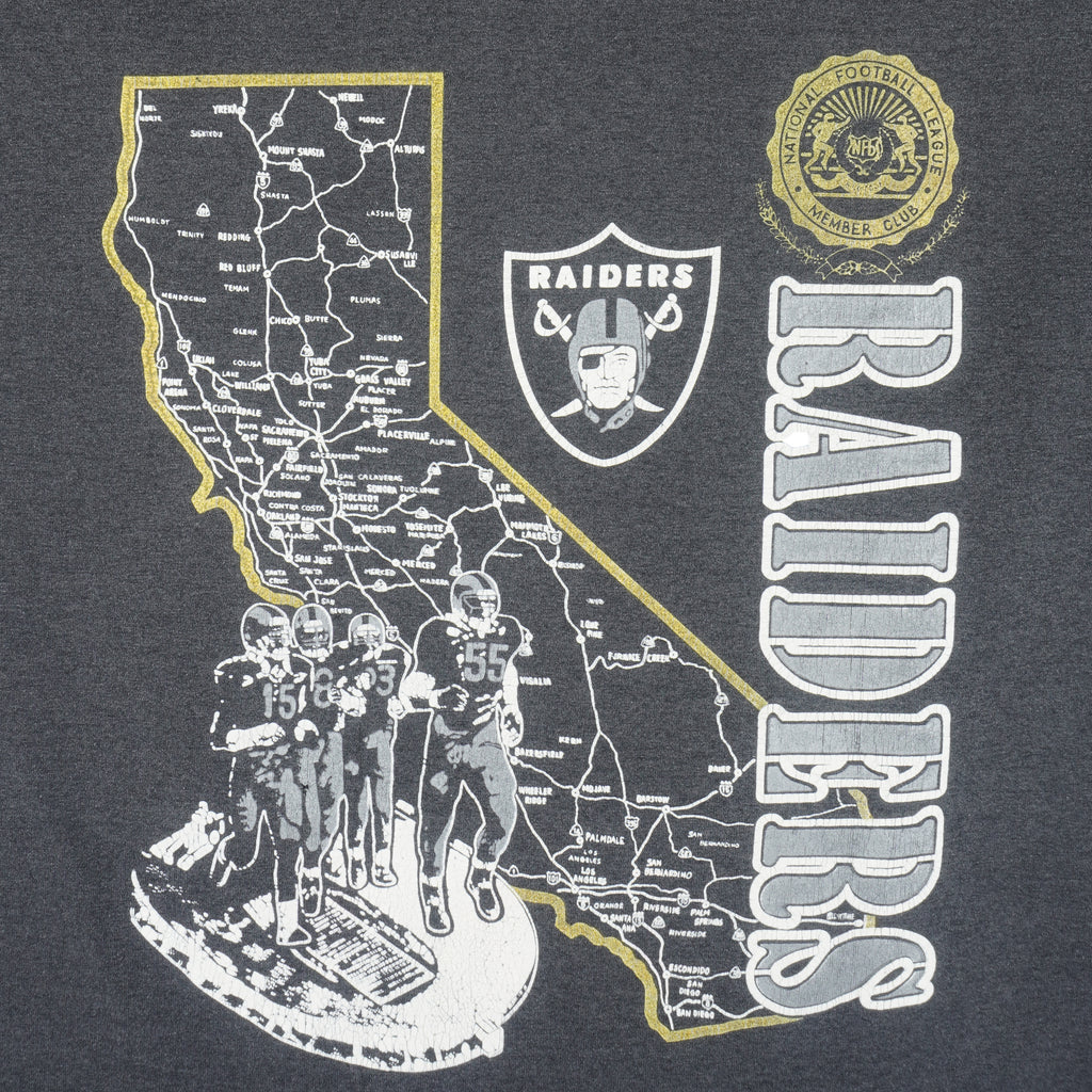 NFL (Oneita) - Black Los Angeles Raiders T-Shirt 1990s X-Large Vintage Retro Football