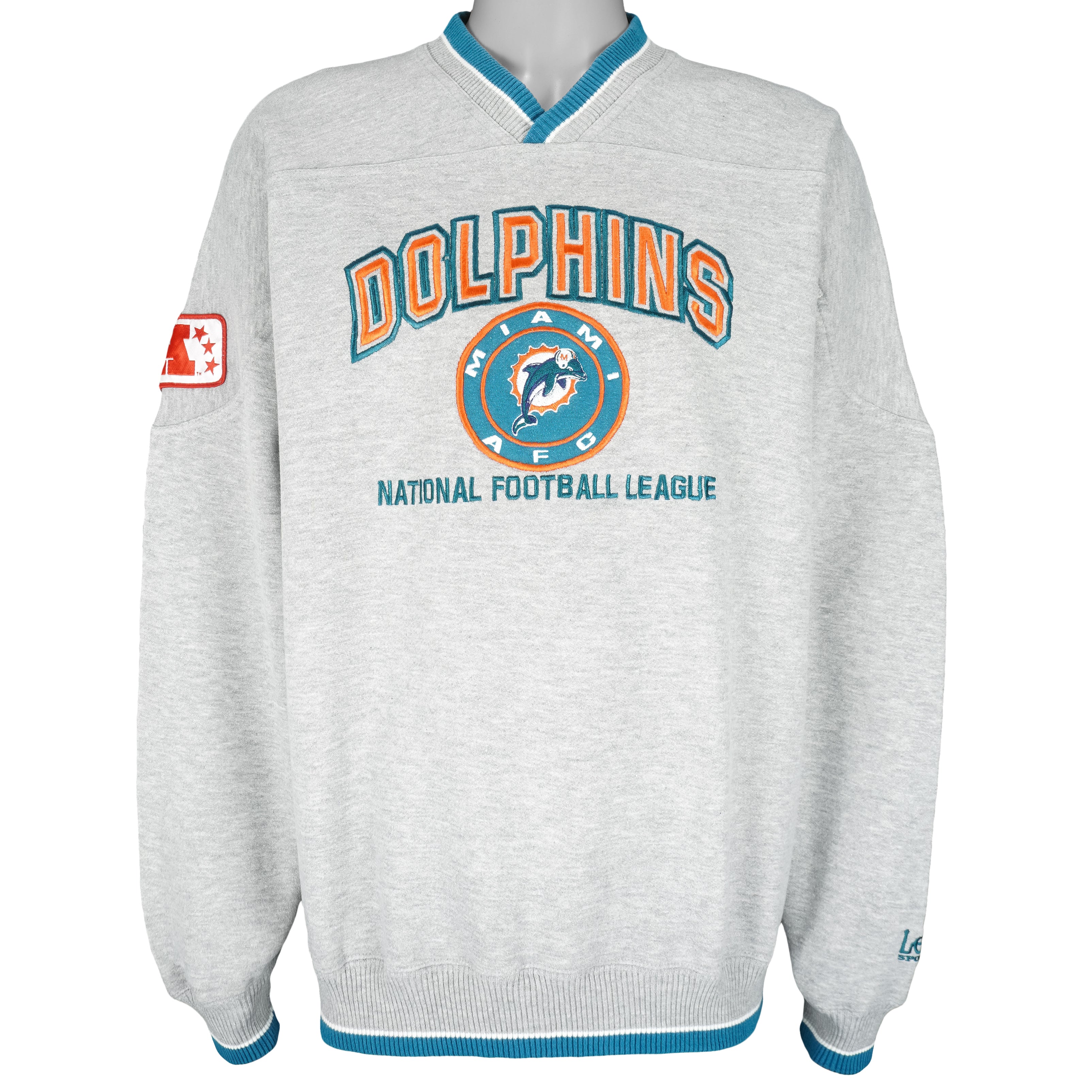 NFL (Lee) - Miami Dolphins Embroidered Sweatshirt 1990s XX-Large Vintage Retro Football